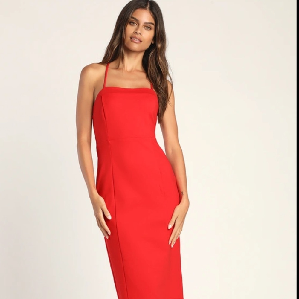 NWT Lulu’s Red Backless Midi Dress Size XL
